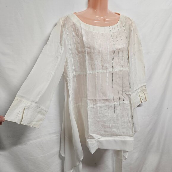 Daniela Dallavalle Elisa Cavaletti DANI Top Blouse Women Size L White Linen - Picture 5 of 16